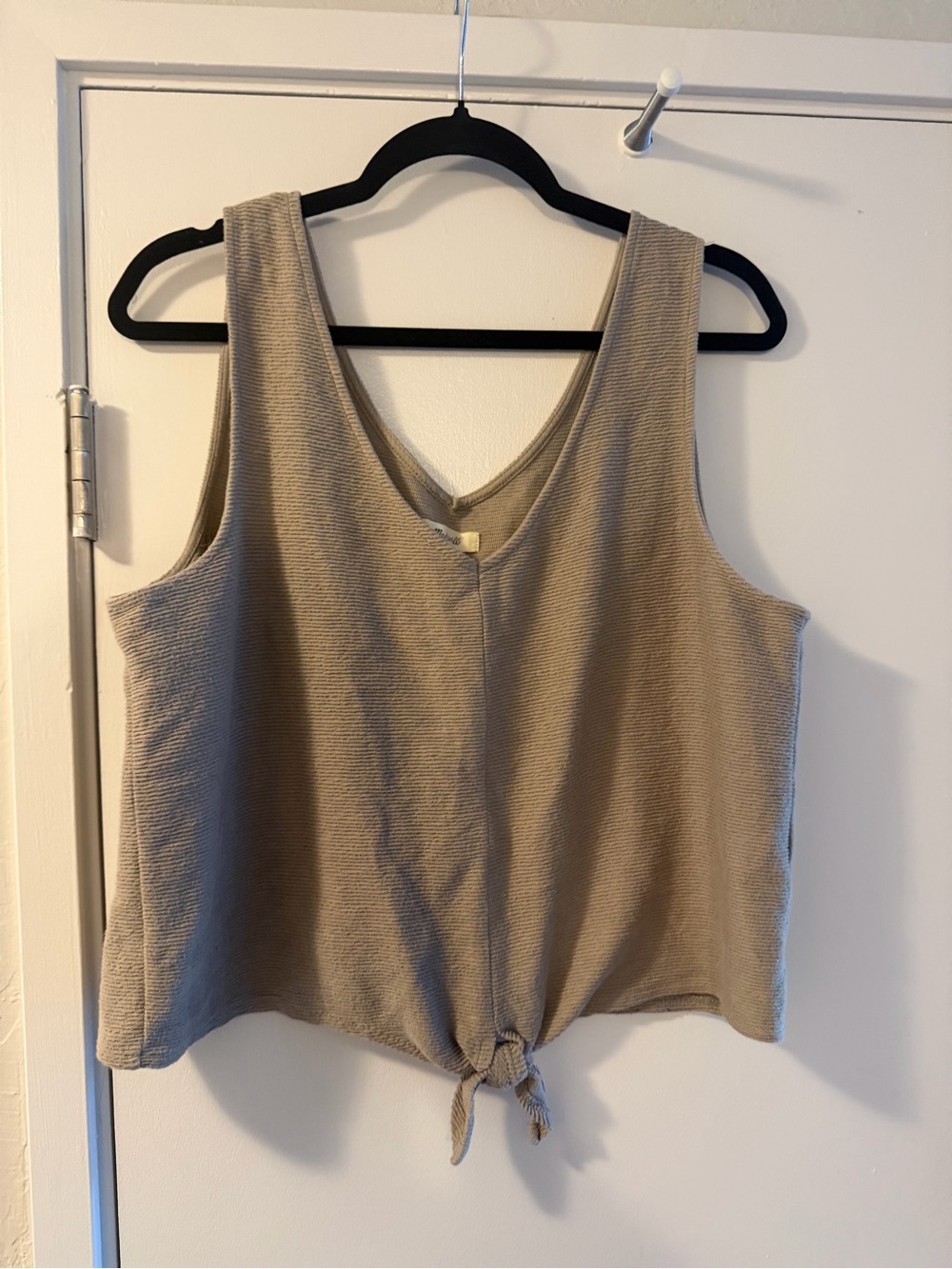 Madewell Beige Tie-Front Ribbed Tank